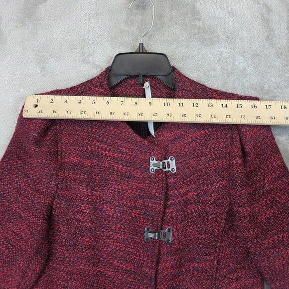 Cop Copine Jacket Womens Size 40 Red Wool Blend Rosaura Toggle Zip Pockets - Picture 8 of 13